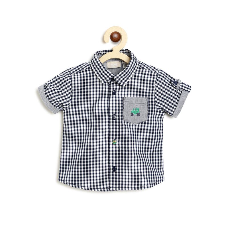 Boys White & Blue Short Sleeve Woven Shirt image number null
